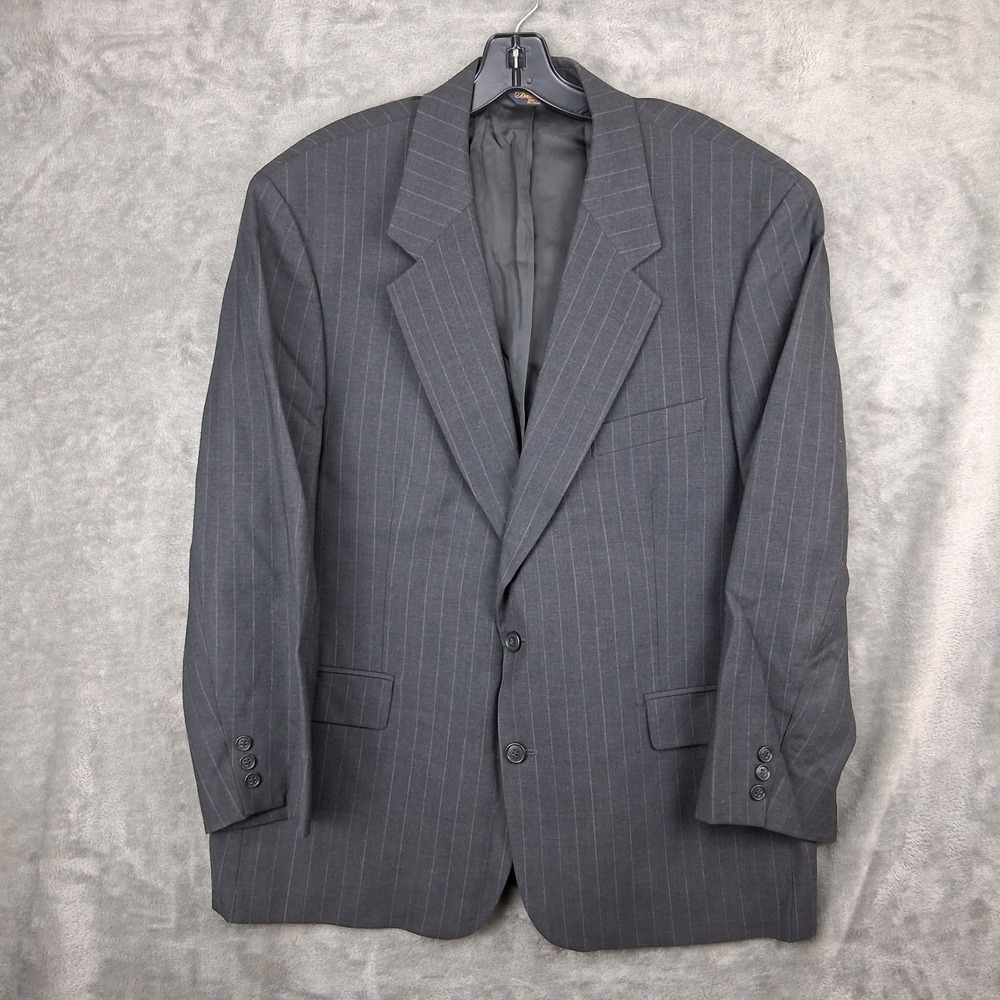 Brooks Brothers Brooksease Blazer Mens 44s Charcoal Pin Stripe Wool Blend